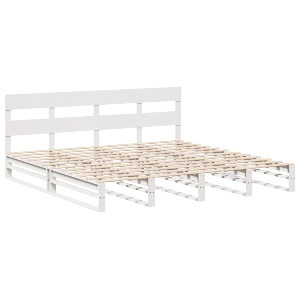 Cadre de lit sans matelas blanc 180x200 cm bois massif de pin - XIOS
