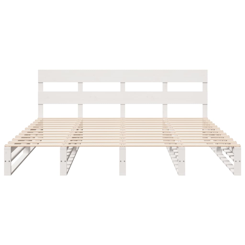 Cadre de lit sans matelas blanc 180x200 cm bois massif de pin - XIOS