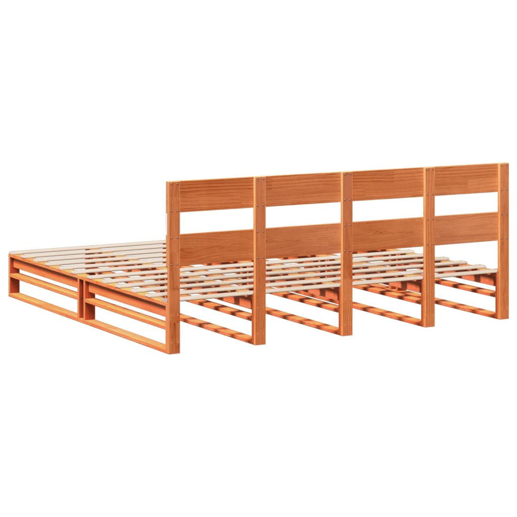 Cadre de lit sans matelas cire marron 180x200cm bois pin massif - XIOS