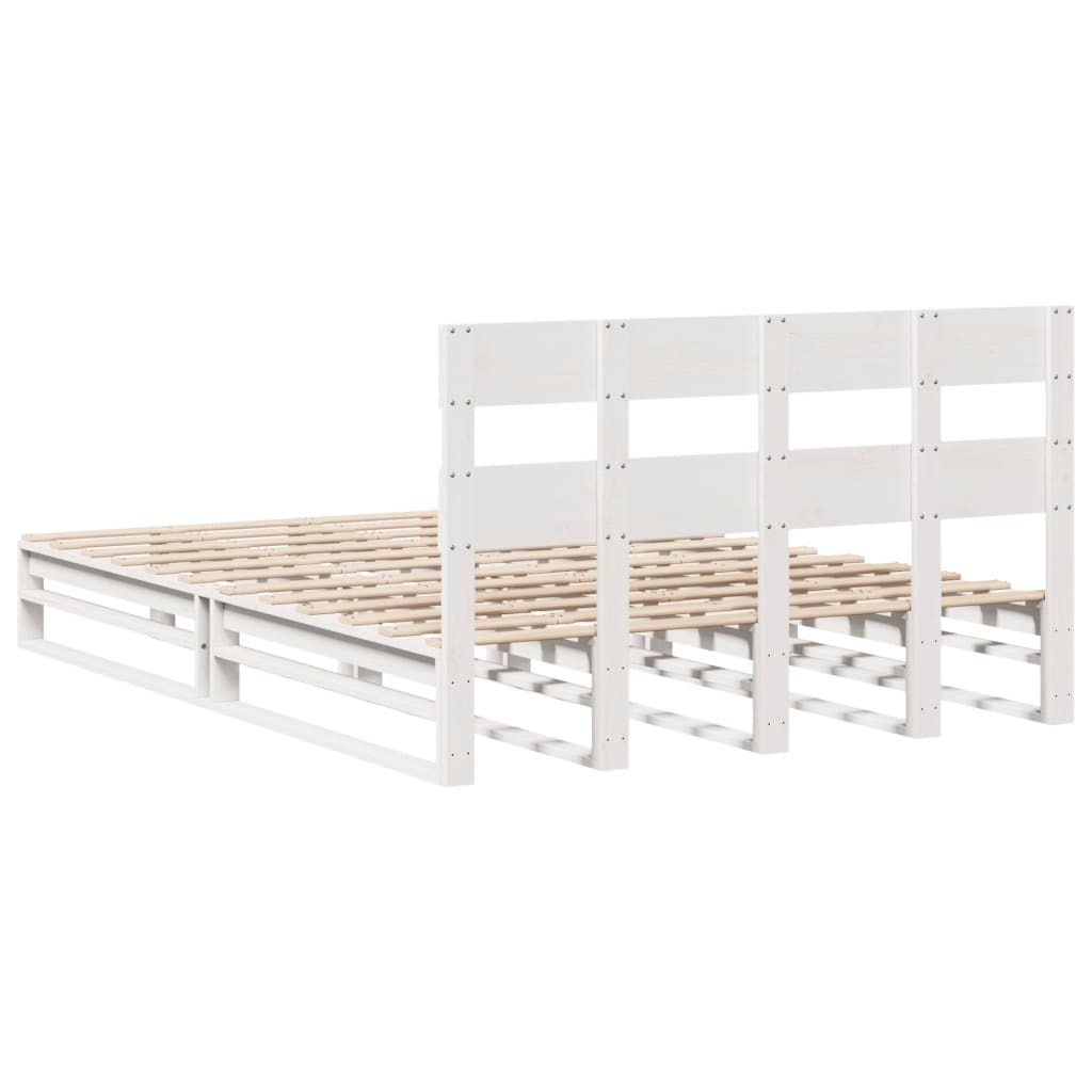 Cadre de lit sans matelas blanc 120x190 cm bois de pin massif - XIOS
