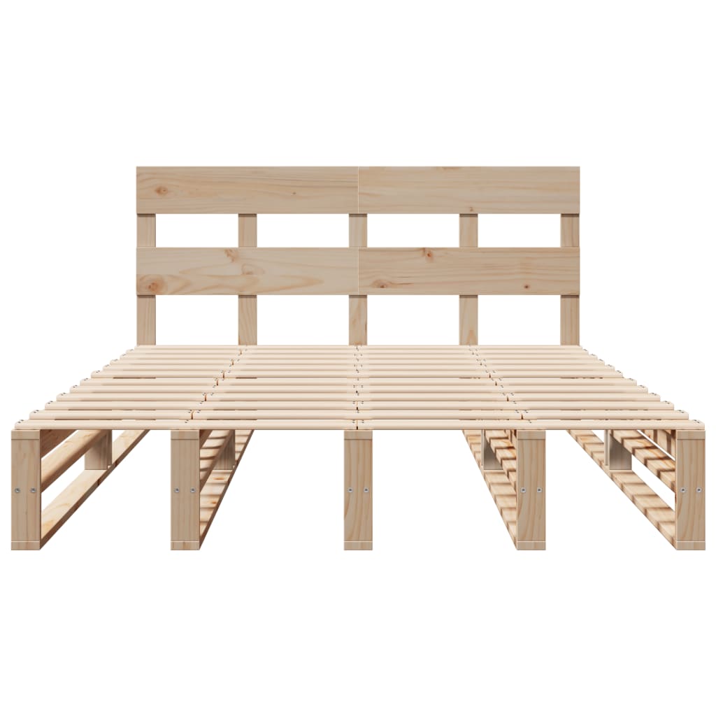 Cadre de lit sans matelas 135x190 cm bois de pin massif - XIOS