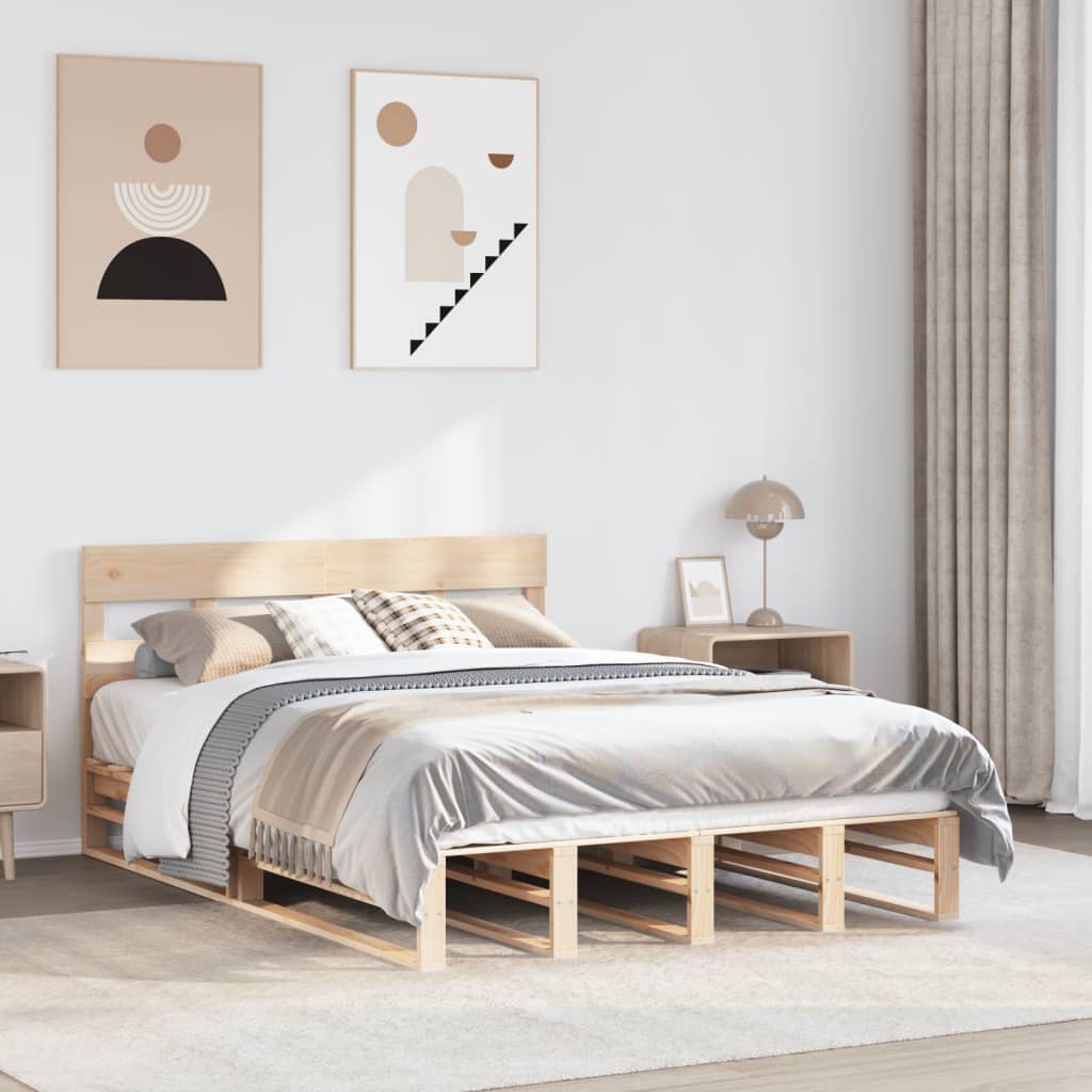 Cadre de lit sans matelas 140x190 cm bois de pin massif - XIOS