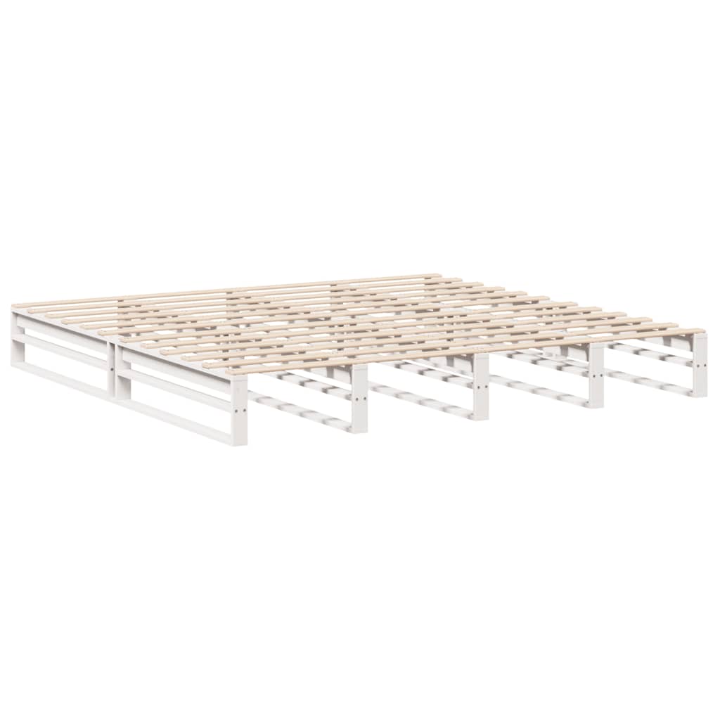 Cadre de lit sans matelas blanc 180x200 cm bois massif de pin - XIOS
