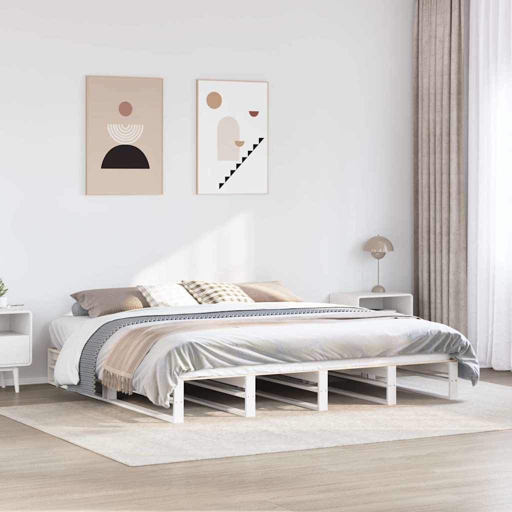 Cadre de lit sans matelas blanc 180x200 cm bois massif de pin - XIOS