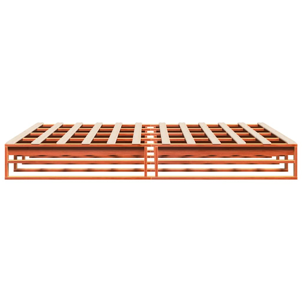 Cadre de lit sans matelas cire marron 180x200cm bois pin massif - XIOS