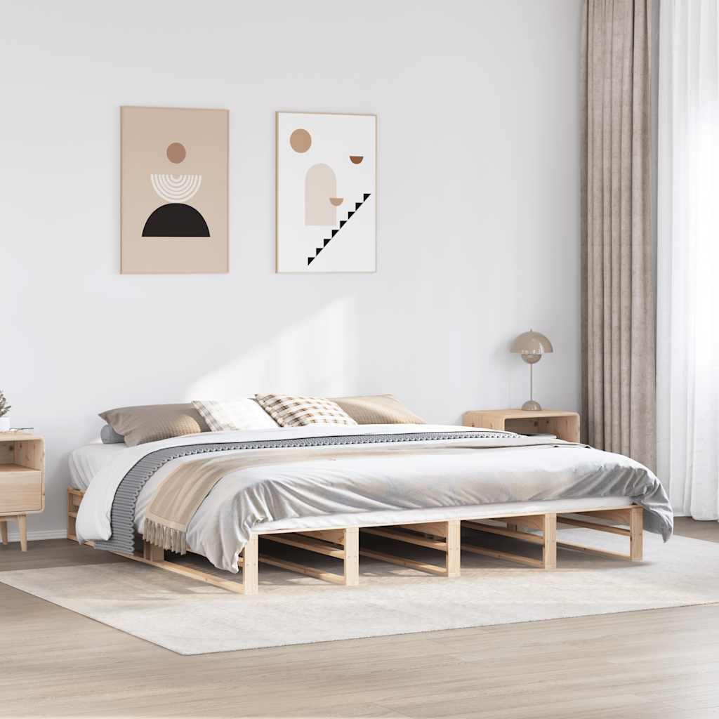 Cadre de lit sans matelas 200x200 cm bois massif de pin - XIOS