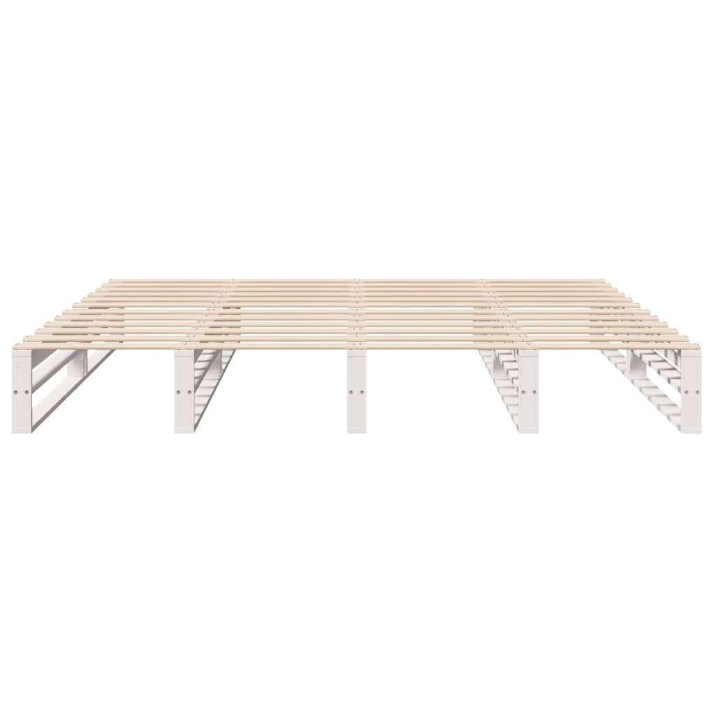 Cadre de lit sans matelas blanc 200x200 cm bois massif de pin - XIOS
