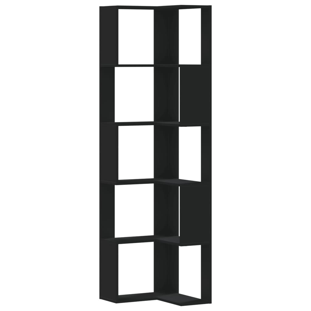 Bibliothèque d'angle à 5 niveaux noir bois d'ingénierie Bibliothèques vidaXL