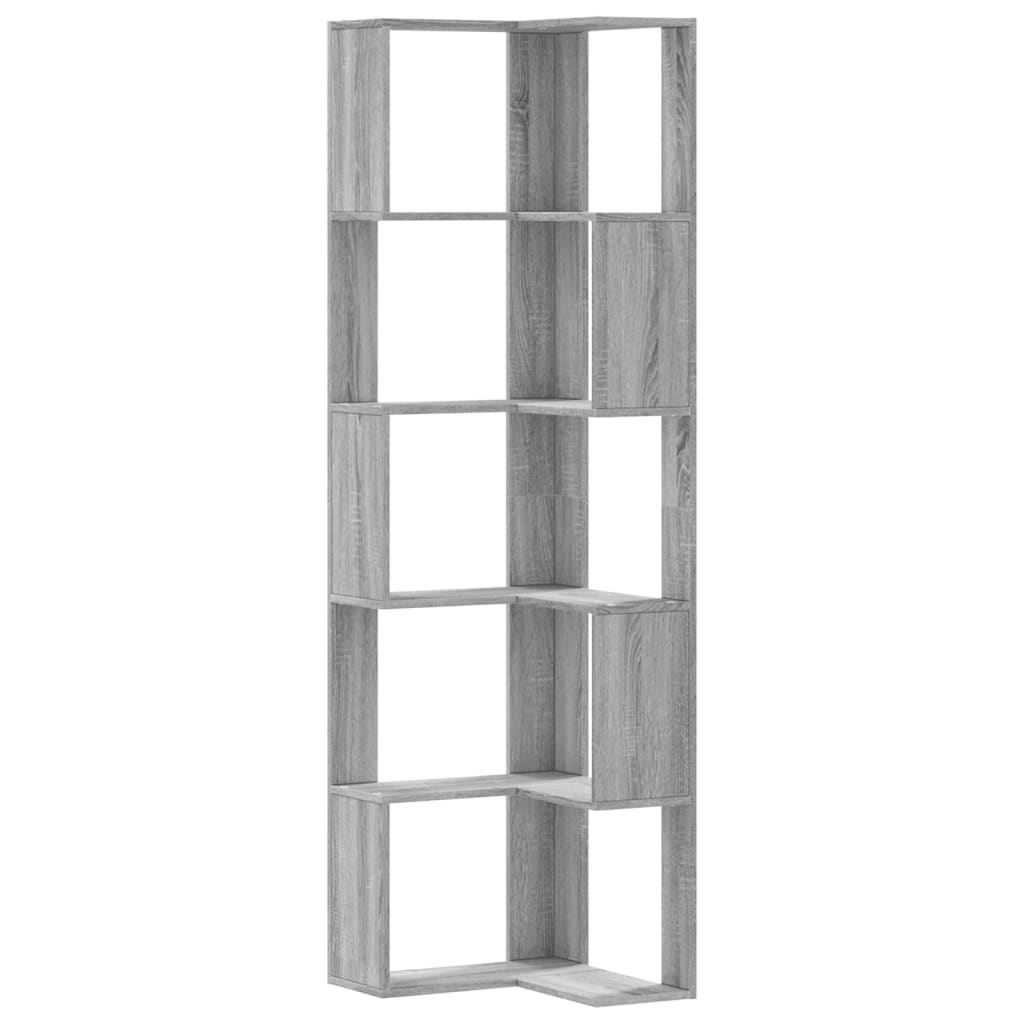 Bibliothèque d'angle à 5 niveaux sonoma gris bois d'ingénierie - XIOS