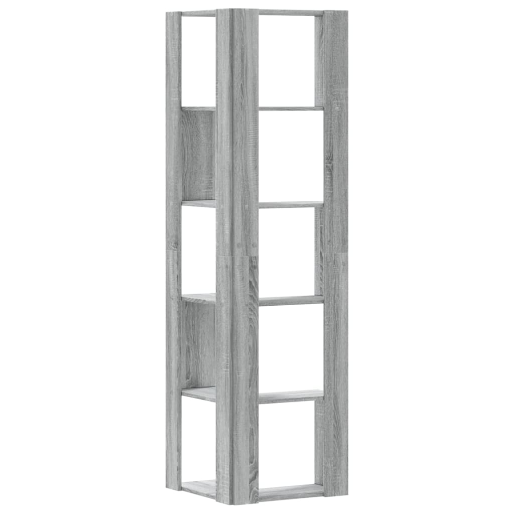 Bibliothèque d'angle à 5 niveaux sonoma gris bois d'ingénierie - XIOS