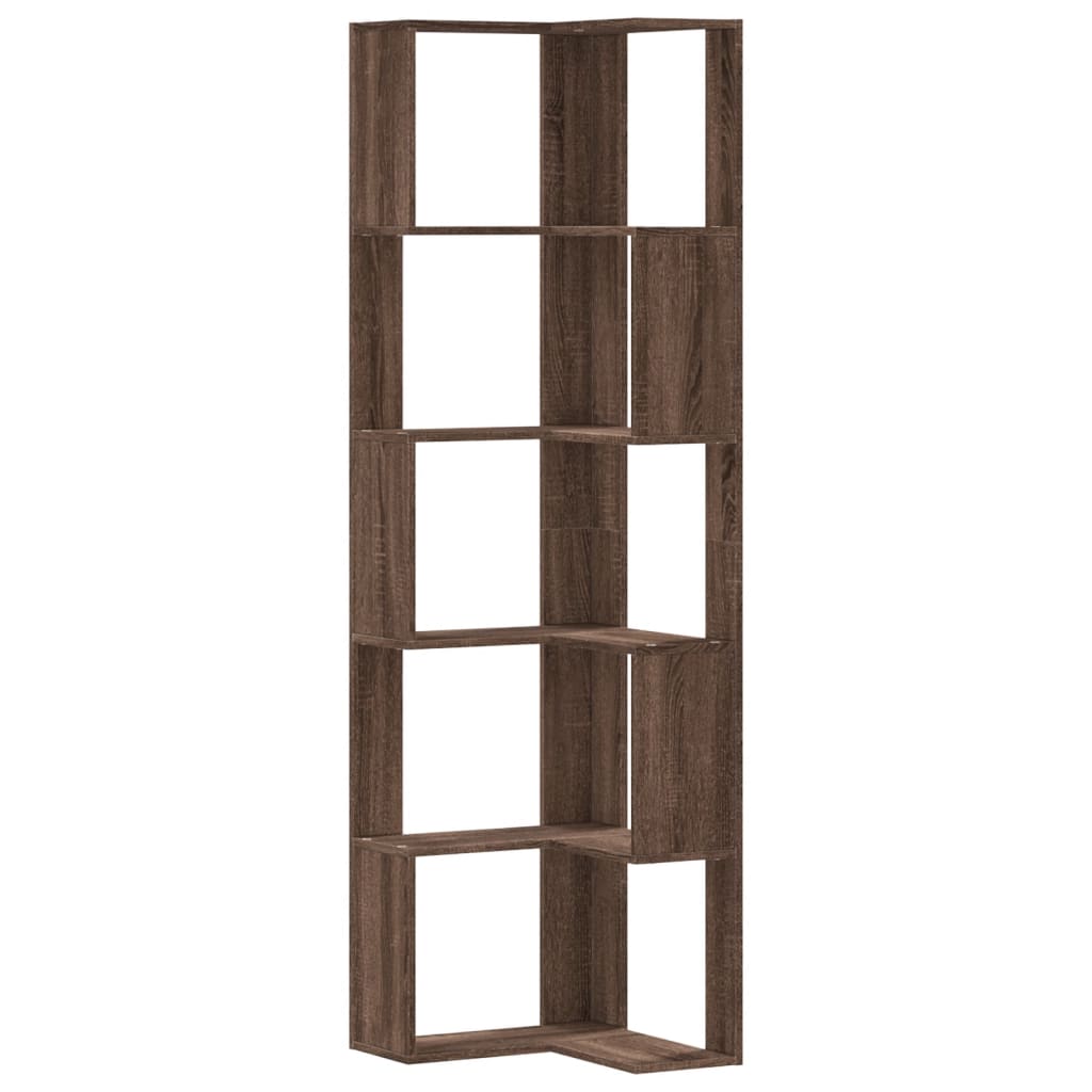 Bibliothèque d'angle à 5 niveaux chêne marron bois d'ingénierie Bibliothèques vidaXL