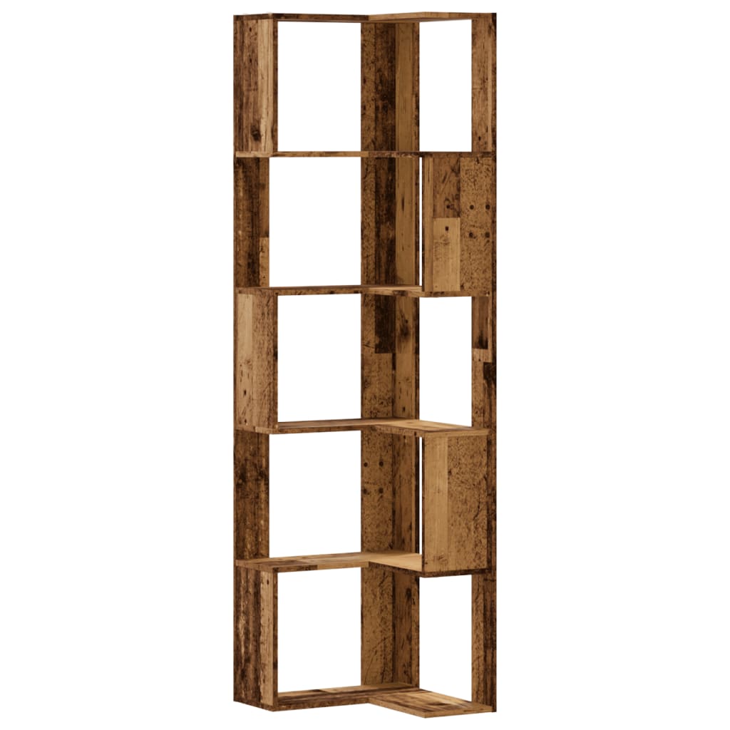 Bibliothèque d'angle à 5 niveaux vieux bois bois d'ingénierie Bibliothèques vidaXL