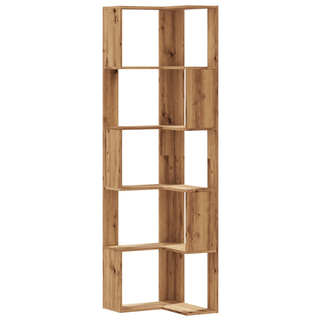 Bibliothèque d'angle 5 niveaux chêne artisanal bois ingénierie Bibliothèques vidaXL