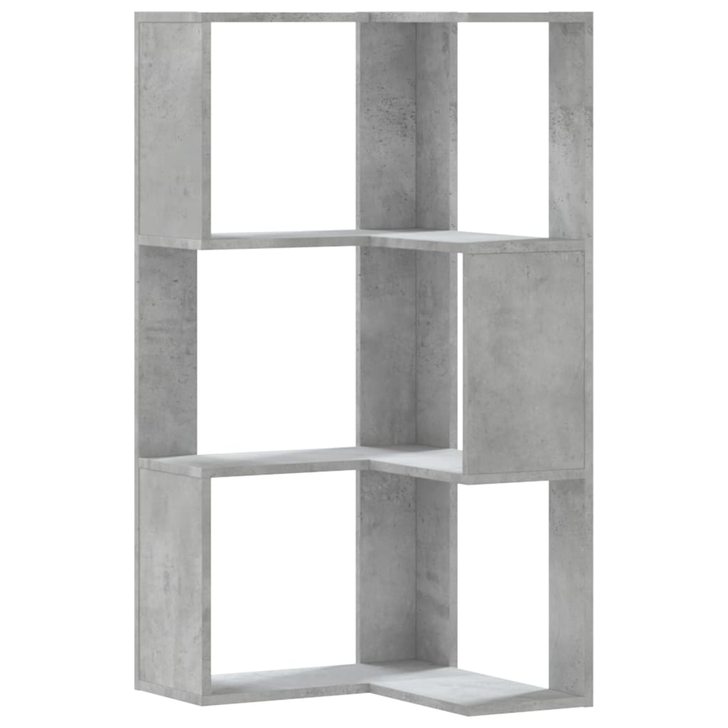 Bibliothèque d'angle à 3 niveaux gris béton bois d'ingénierie - XIOS