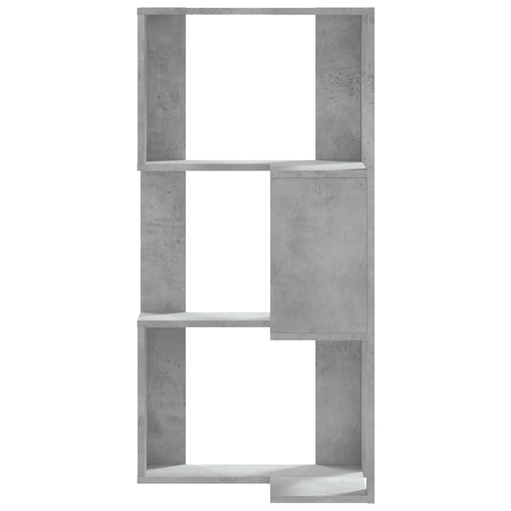 Bibliothèque d'angle à 3 niveaux gris béton bois d'ingénierie - XIOS