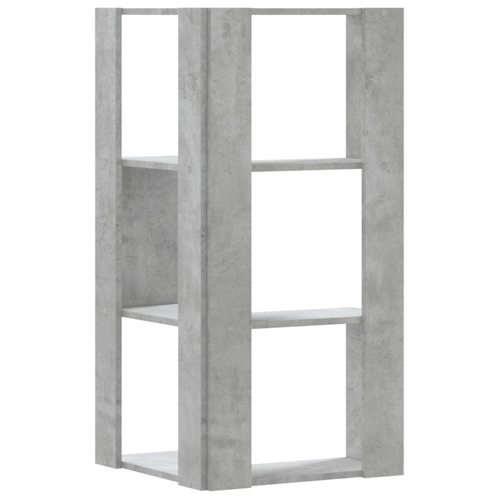 Bibliothèque d'angle à 3 niveaux gris béton bois d'ingénierie - XIOS