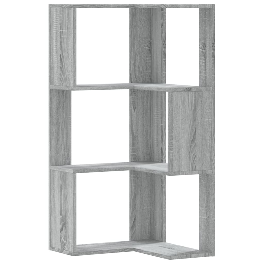 Bibliothèque d'angle à 3 niveaux sonoma gris bois d'ingénierie - XIOS