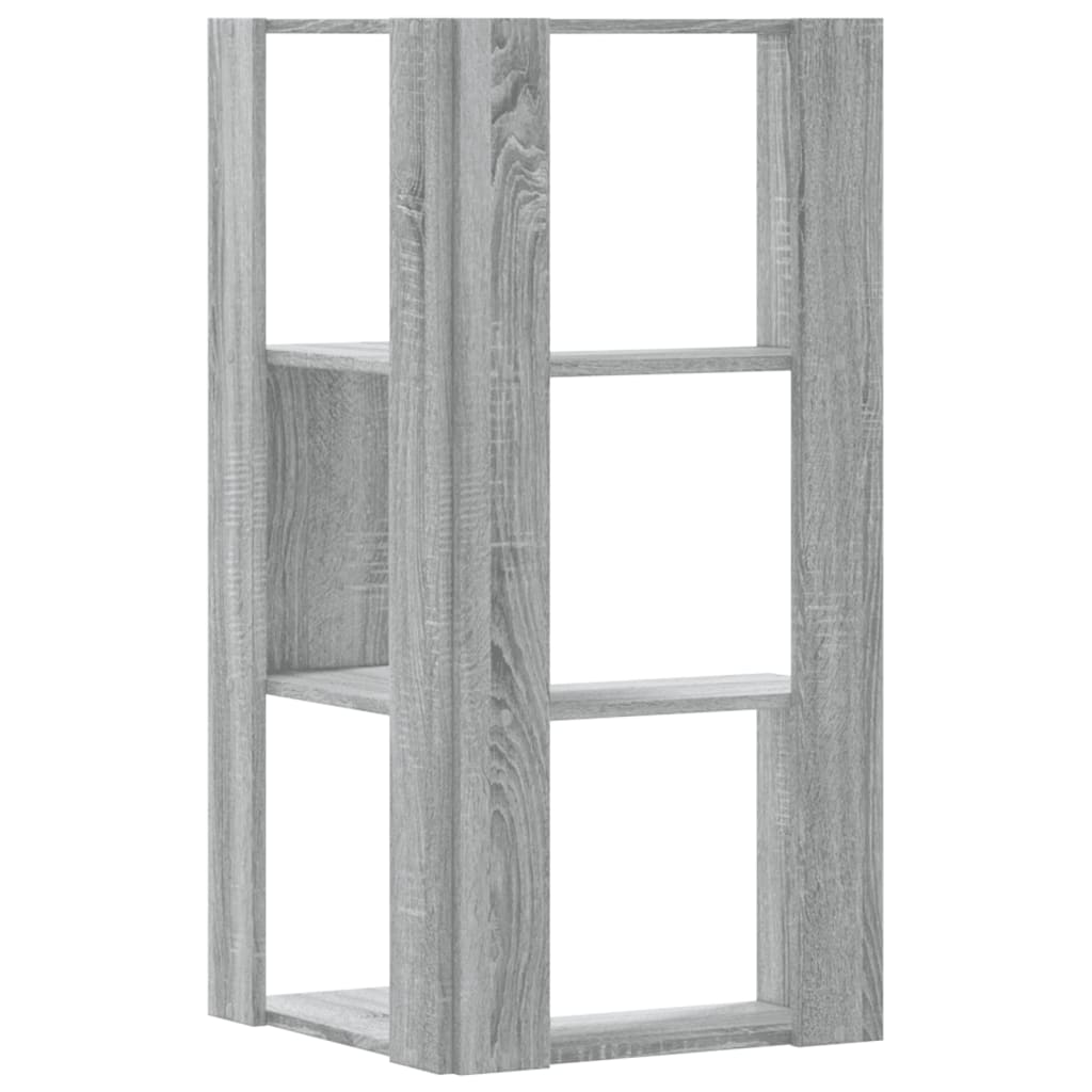 Bibliothèque d'angle à 3 niveaux sonoma gris bois d'ingénierie - XIOS