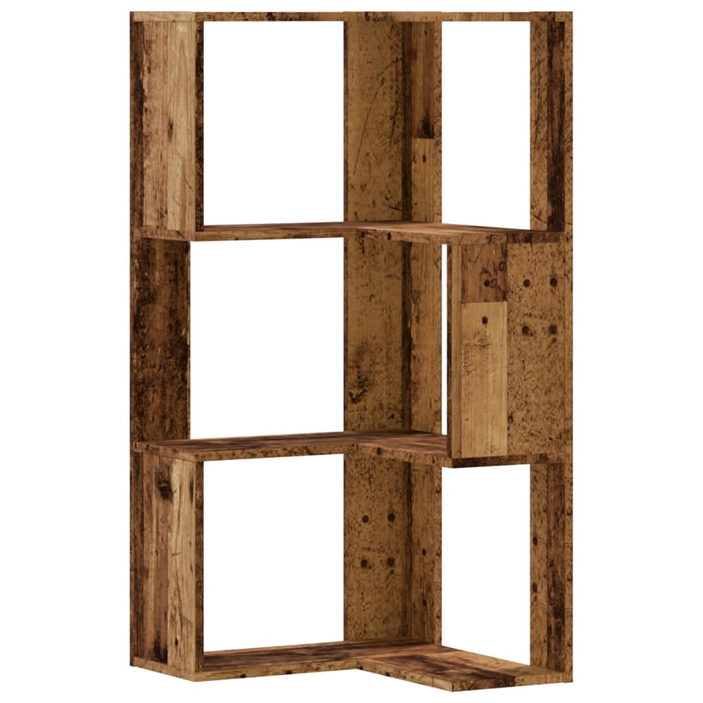 Bibliothèque d'angle à 3 niveaux vieux bois bois d'ingénierie - XIOS