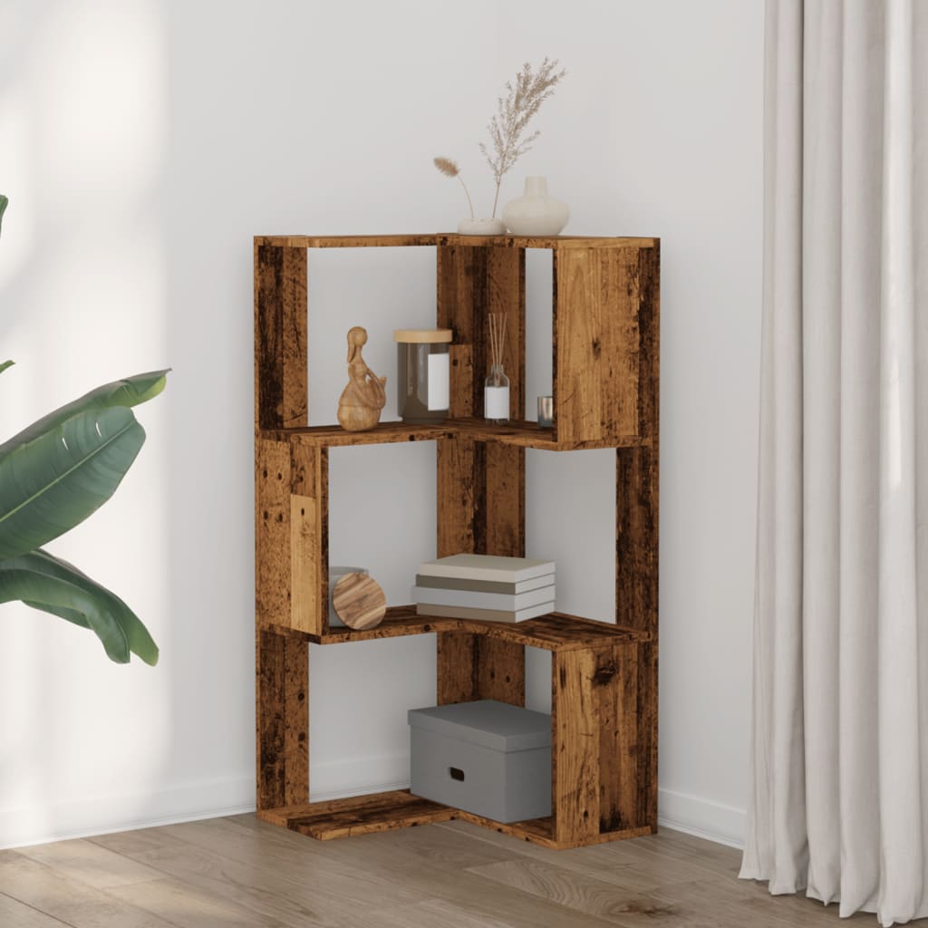 Bibliothèque d'angle à 3 niveaux vieux bois bois d'ingénierie - XIOS