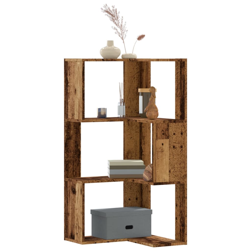 Bibliothèque d'angle à 3 niveaux vieux bois bois d'ingénierie - XIOS