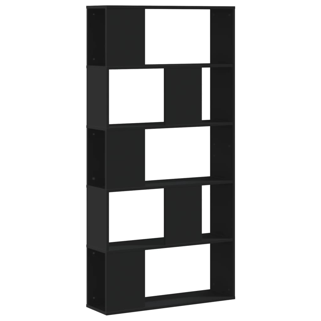 Bibliothèque 5 niveaux noir 80,5x23,5x162,5 cm bois ingénierie - XIOS