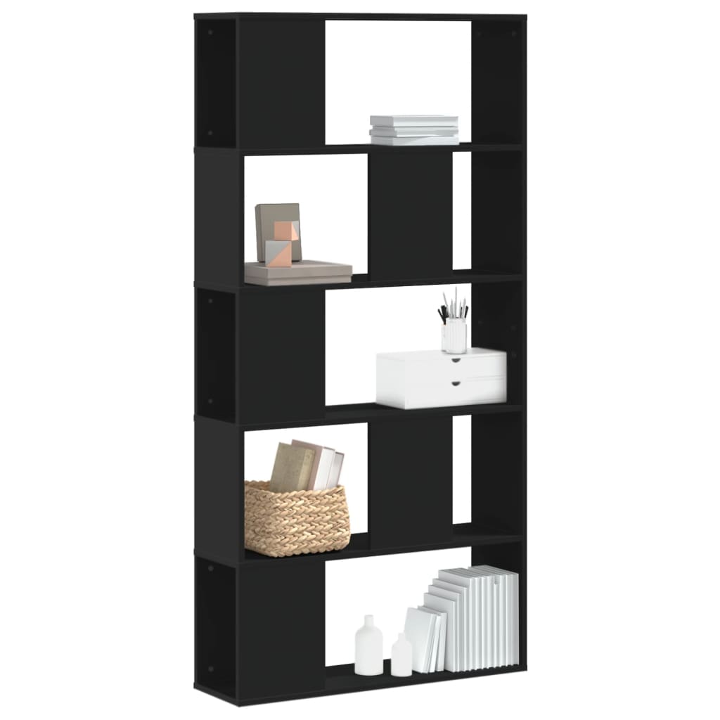 Bibliothèque 5 niveaux noir 80,5x23,5x162,5 cm bois ingénierie - XIOS