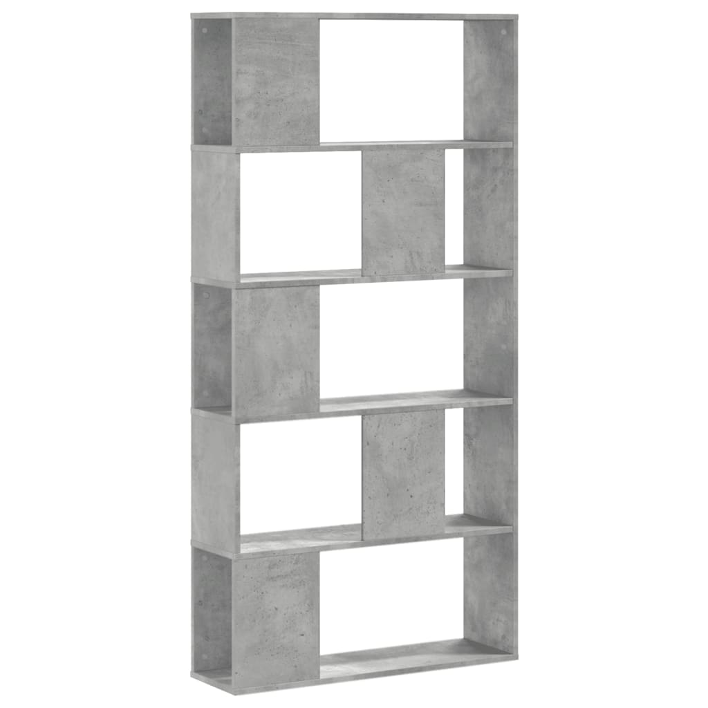 Bibliothèque 5 niveaux gris béton bois d'ingénierie - XIOS