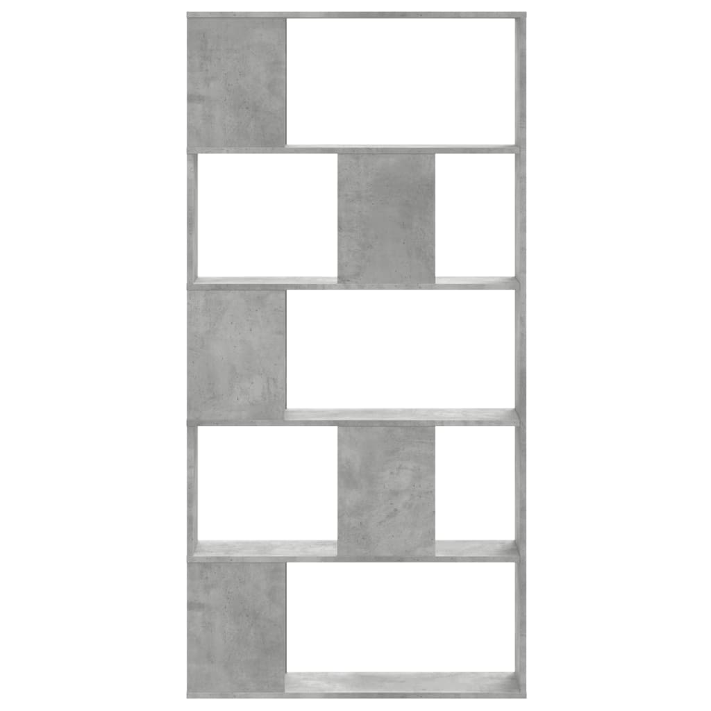 Bibliothèque 5 niveaux gris béton bois d'ingénierie - XIOS