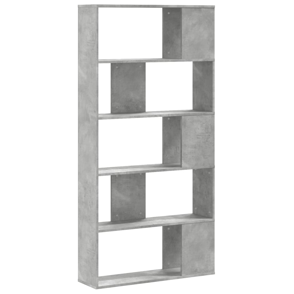 Bibliothèque 5 niveaux gris béton bois d'ingénierie - XIOS