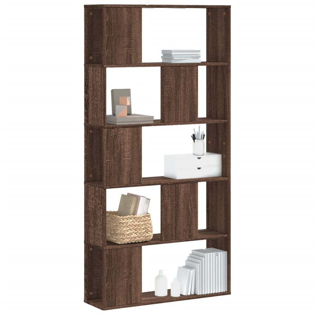 Bibliothèque 5 niveaux chêne marron bois ingénierie - XIOS