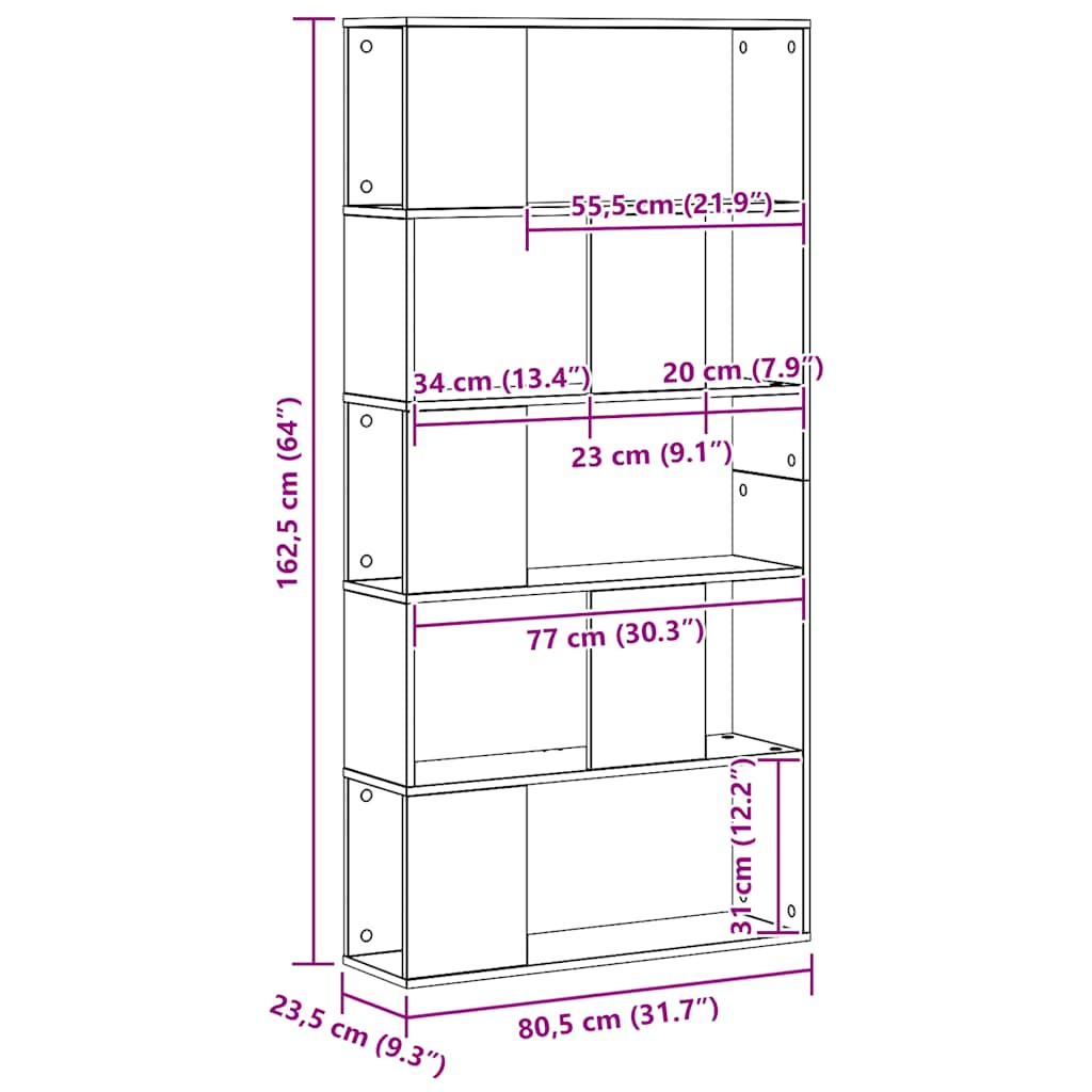 Bibliothèque 5 niveaux chêne artisanal bois ingénierie - XIOS