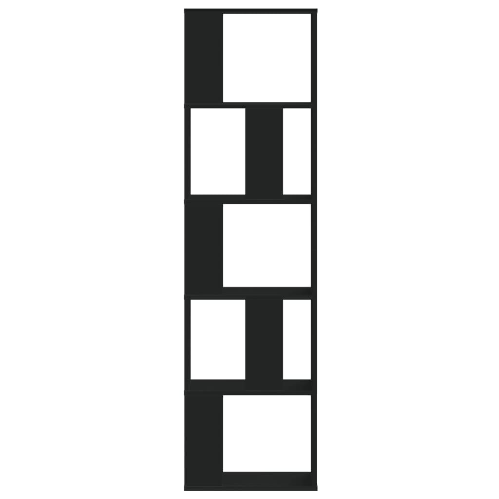 Bibliothèque 5 niveaux noir 45x23,5x162,5 cm bois d'ingénierie - XIOS