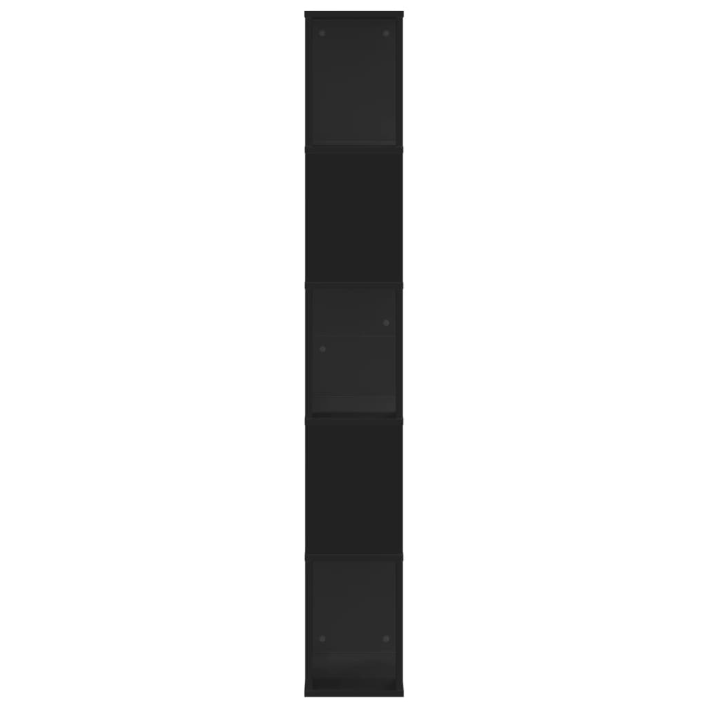 Bibliothèque 5 niveaux noir 45x23,5x162,5 cm bois d'ingénierie - XIOS