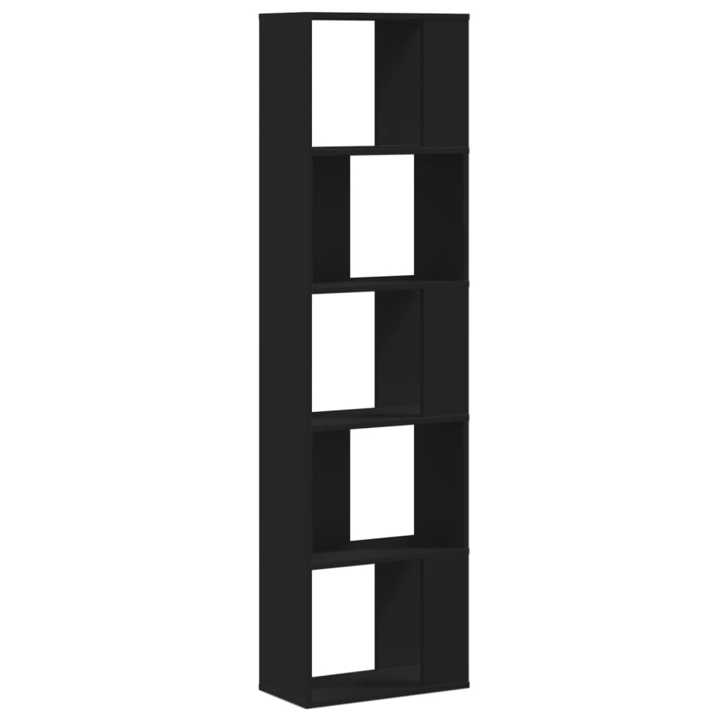Bibliothèque 5 niveaux noir 45x23,5x162,5 cm bois d'ingénierie - XIOS