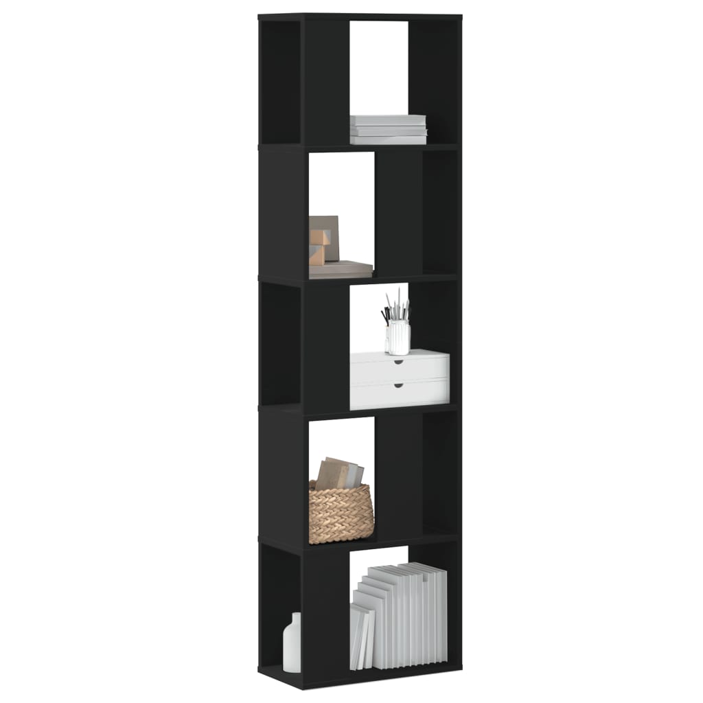Bibliothèque 5 niveaux noir 45x23,5x162,5 cm bois d'ingénierie - XIOS