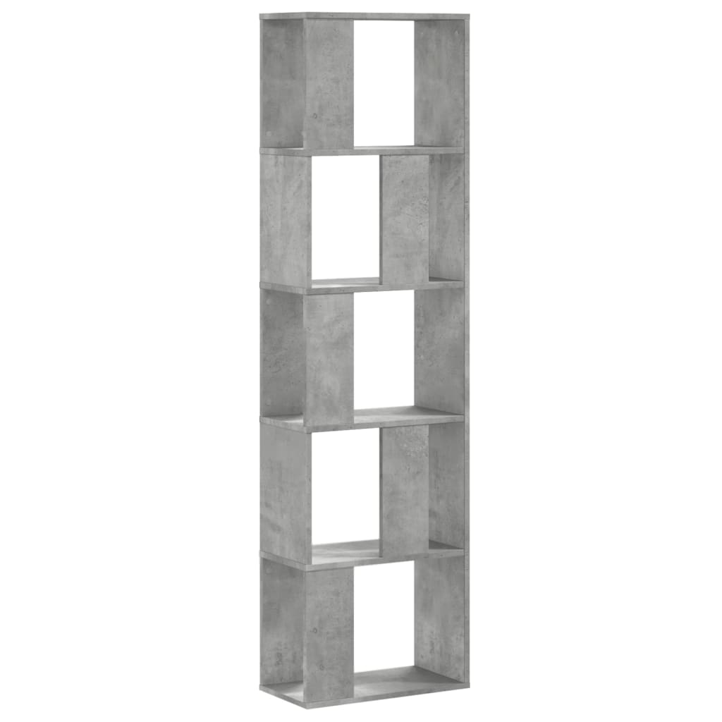 Bibliothèque 5 niveaux gris béton bois d'ingénierie - XIOS