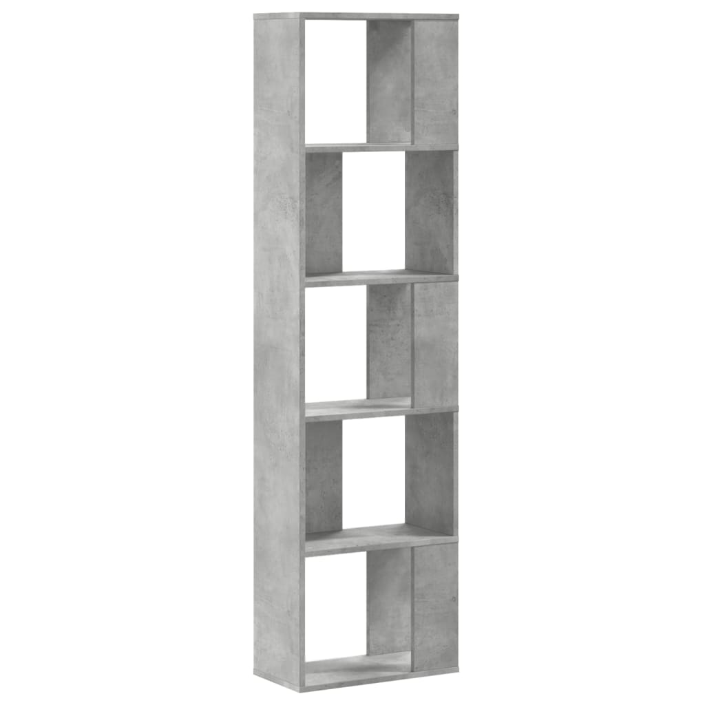 Bibliothèque 5 niveaux gris béton bois d'ingénierie - XIOS