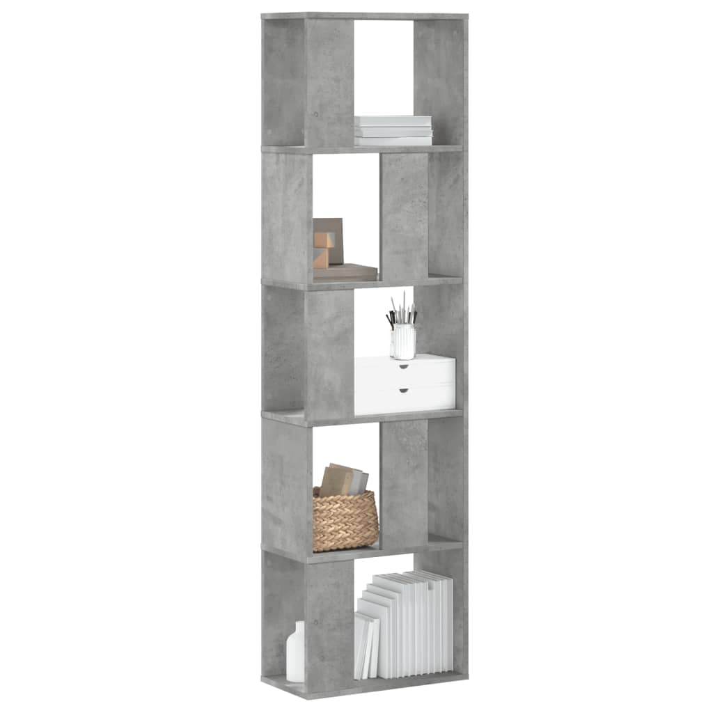 Bibliothèque 5 niveaux gris béton bois d'ingénierie - XIOS