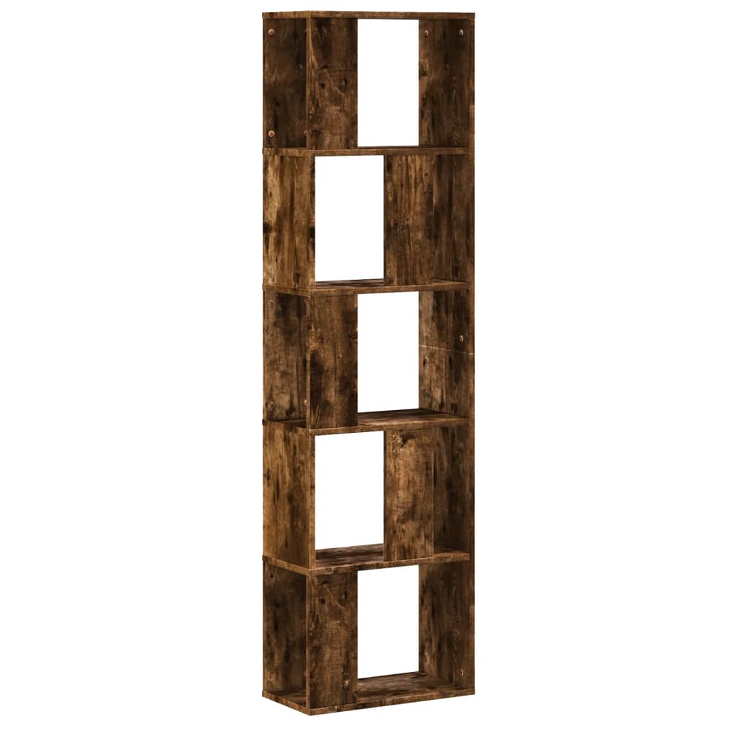 Bibliothèque 5 niveaux chêne fumé bois d'ingénierie - XIOS