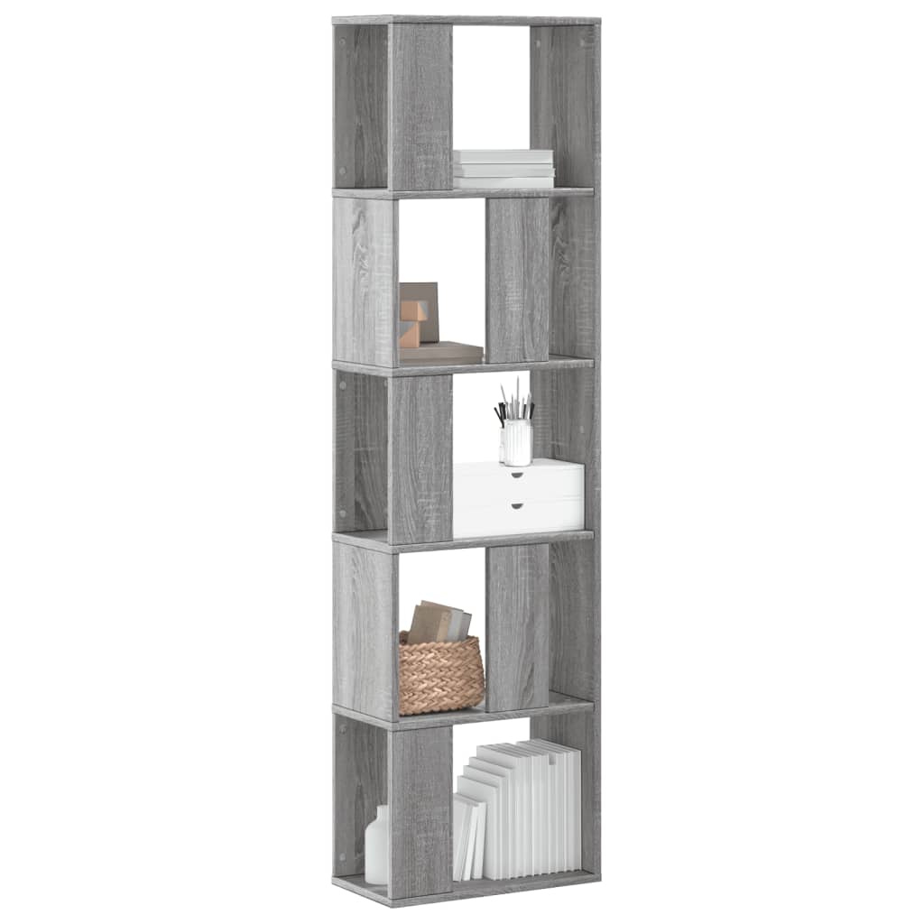 Bibliothèque 5 niveaux sonoma gris bois d'ingénierie - XIOS