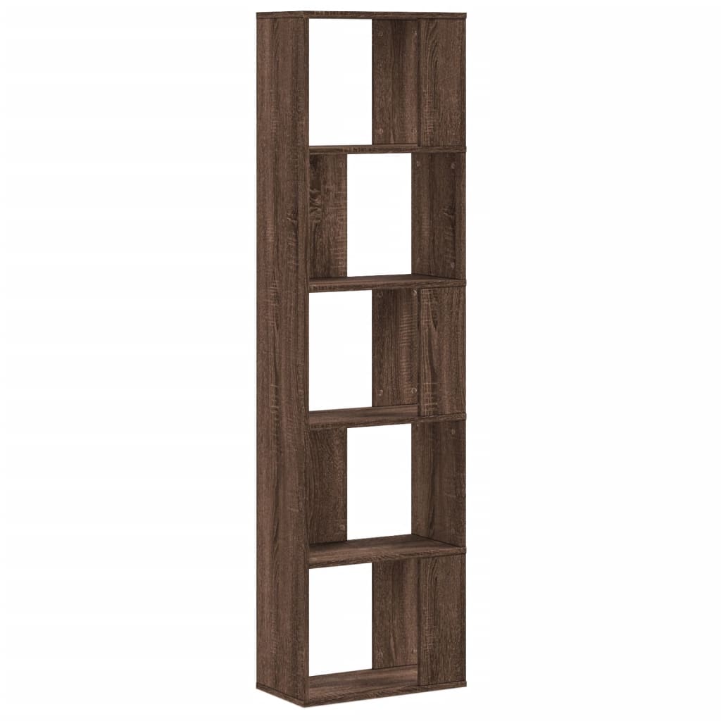 Bibliothèque 5 niveaux chêne marron bois ingénierie - XIOS