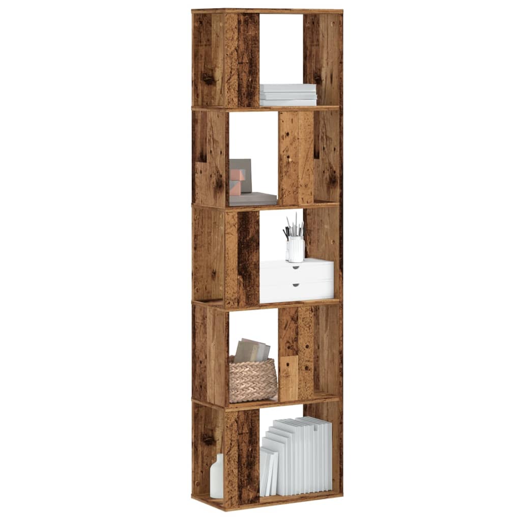 Bibliothèque 5 niveaux vieux bois bois d'ingénierie - XIOS