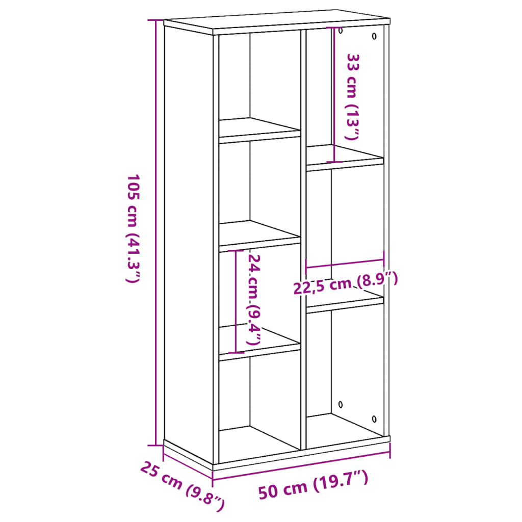 Bibliothèque chêne sonoma 50x25x105 cm bois d'ingénierie - XIOS