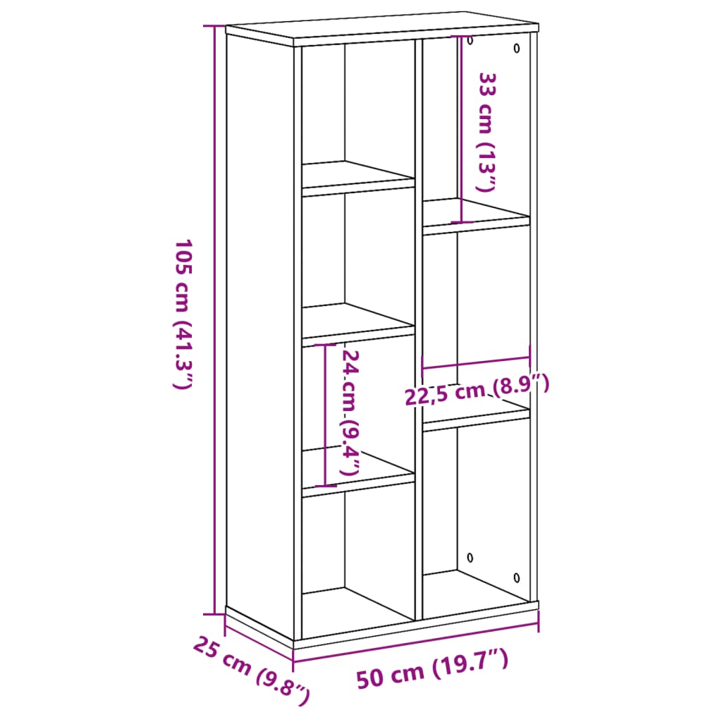 Bibliothèque sonoma gris 50x25x105 cm bois d'ingénierie - XIOS