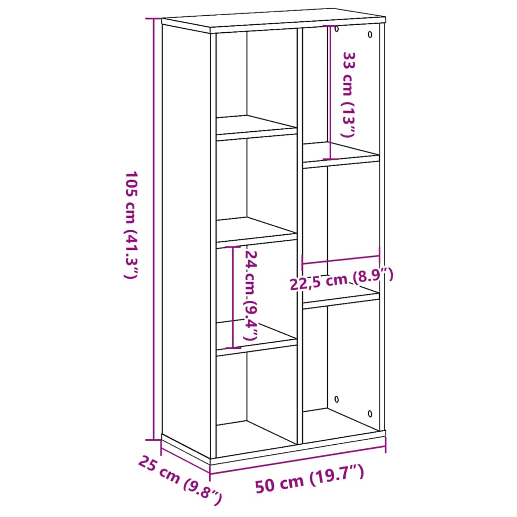 Bibliothèque chêne marron 50x25x105 cm bois d'ingénierie - XIOS