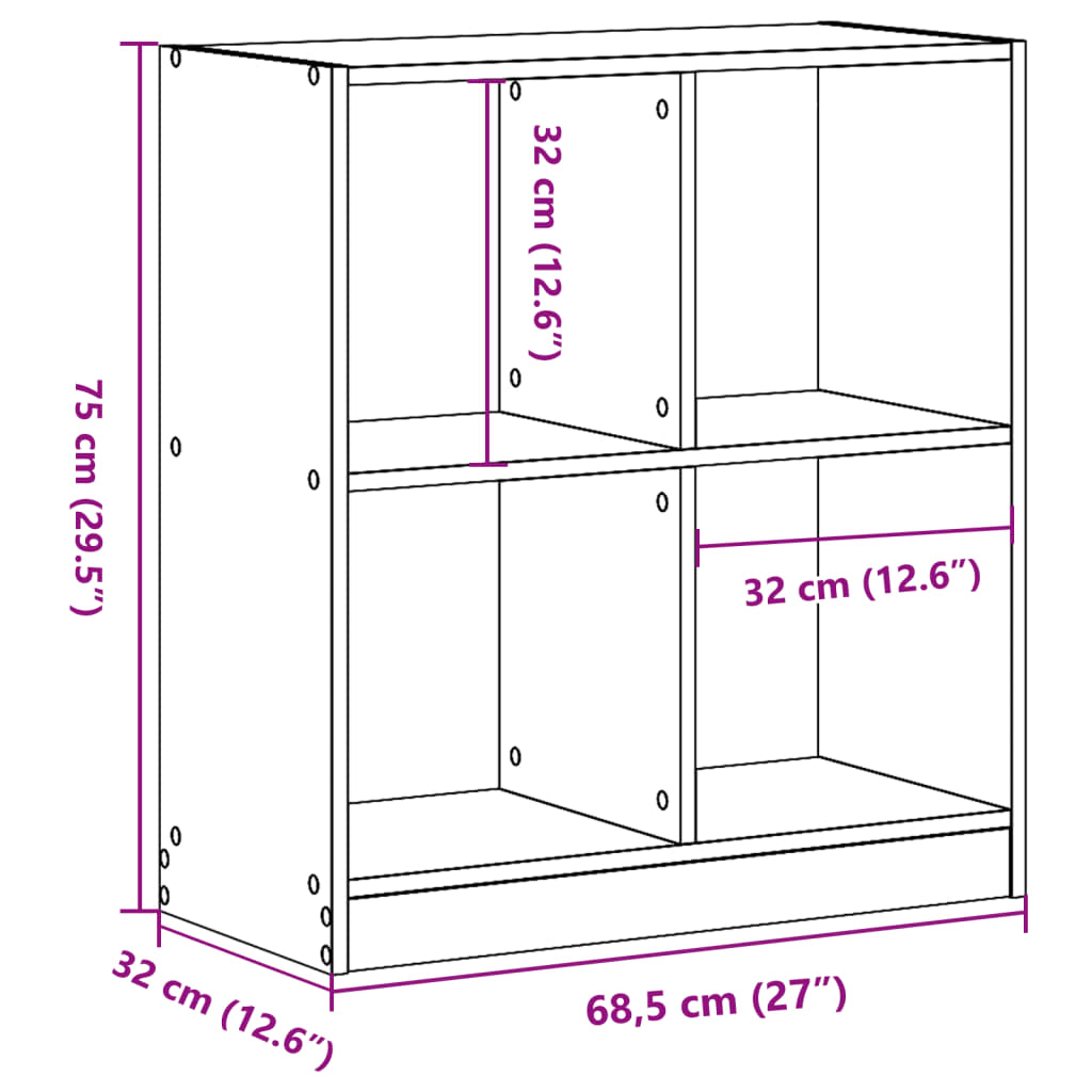 Bibliothèque sonoma gris 68,5x32x75 cm bois d'ingénierie - XIOS