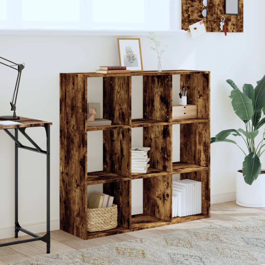 Bibliothèque chêne fumé 102x32x102 cm bois d'ingénierie - XIOS