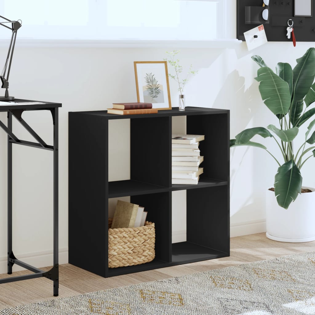 Bibliothèque noir 68,5x32x68,5 cm bois d'ingénierie - XIOS