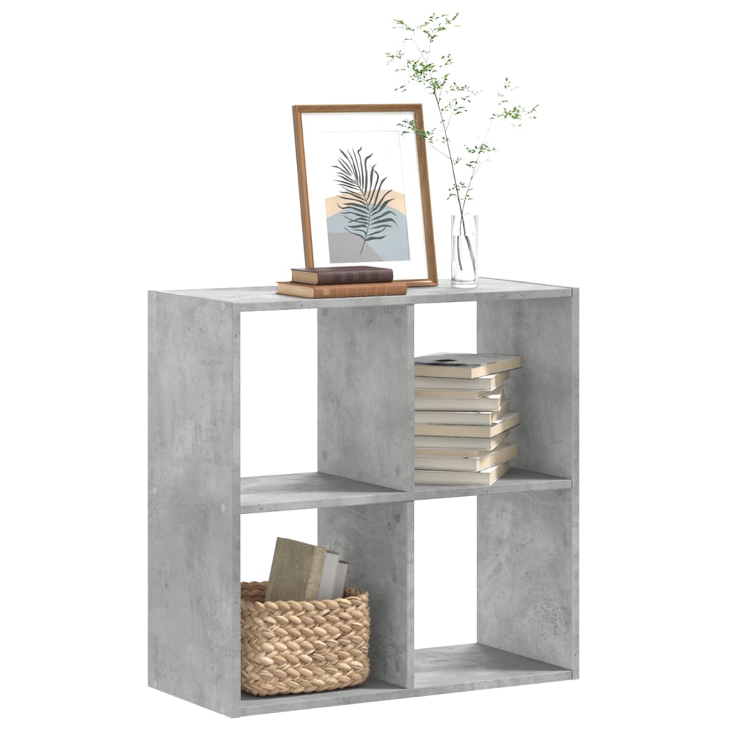 Bibliothèque gris béton 68,5x32x68,5 cm bois d'ingénierie - XIOS